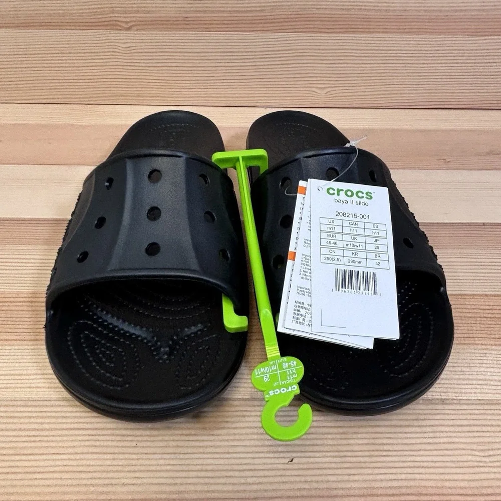 Crocs Baya 2 Men's Slide Sandals Size 11 Black Lightweight Water Friendly